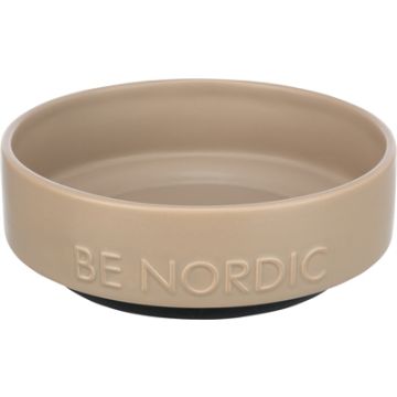 TRIXIE BE NORDIC VOERBAK HOND KERAMIEK / RUBBER TAUPE 16 CM