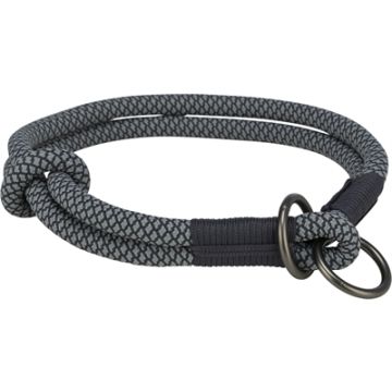 TRIXIE HALSBAND HOND SOFT HALF-SLIP ZWART / GRIJS 45X1 CM
