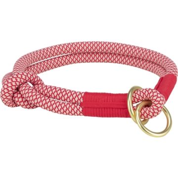 TRIXIE SOFT ROPE HALSBAND HOND HALF-SLIP ROOD / CREME 35X1 CM