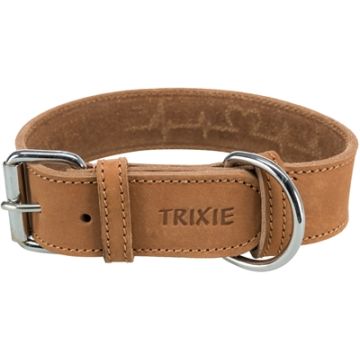TRIXIE RUSTIC VETLEER HALSBAND HOND HEARTBEAT BRUIN 34-40X3 CM