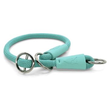 MORSO HALF SLIP HALSBAND HOND REGULAR ROPE GERECYCLED AQUAMARINE BLAUW 45X1 CM