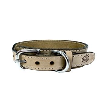 SAZZZ HALSBAND HOND BOHO VINTAGE LEER BEIGE 32-39X3 CM