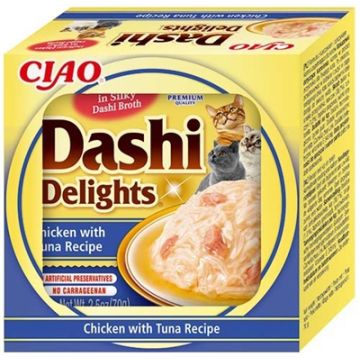 INABA DASHI DELIGHTS CHICKEN WITH TUNA RECIPE 70 GR
