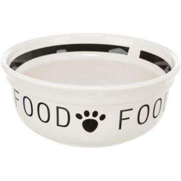 TRIXIE VOERBAK HOND FOOD KERAMIEK WIT / ZWART 2,6 LTR 25 CM