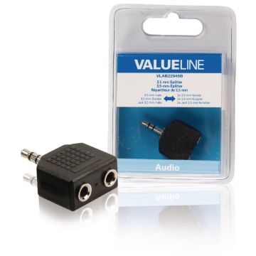 Valueline VLAB22945B Audio-splitter 3,5 mm Male - 2x Female Zwart