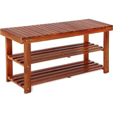 2-in-1 schoenenrek en bank gemaakt van acaciahout - 90 cm