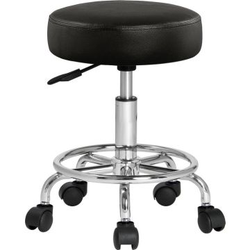 Casaria - Hoogte Verstelbaar Rolkruk 51- 65cm Zithoogte Zwart