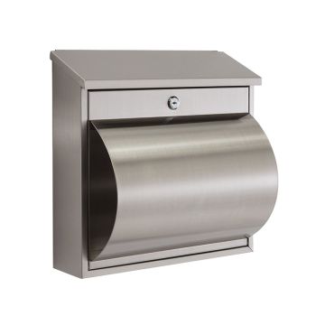 Boston brievenbus in RVS met krantenhouder afm 36x36x19 cm