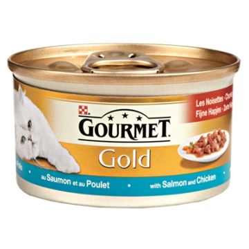 GOURMET GOLD FIJNE HAPJES ZALM / KIP 85 GR