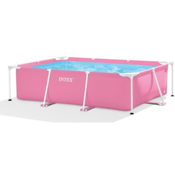 Intex 28266NP Metal Frame Opbouwzwembad Rechthoekig Roze 220x150x60cm