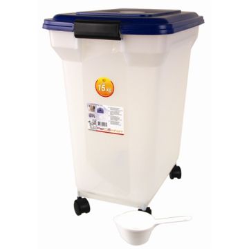 BEWAARCONTAINER LUCHTDICHT TRANSPARANT/BLAUW 45 LTR 46X33,5X50 CM