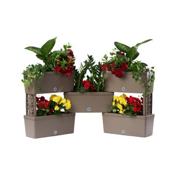 Bama Brick Koppelbare Plantenbakken 75L 59x23x27 cm 5 Stuks Taupe