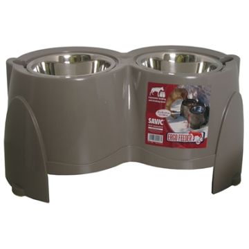 SAVIC VOERBAK ERGO FEEDER WARMGRIJS 61X35X28 CM 2X1,5 LTR
