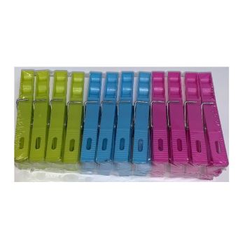 Partij van 20 doosjes Wasknijpers kunststof in 3 kleuren 24 stuks