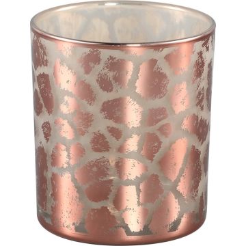 PMTD Windlicht Desiree Giraffeprint Roze 10 Cm
