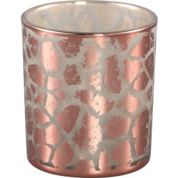 PMTD Windlicht Desiree Giraffeprint Roze 8 Cm