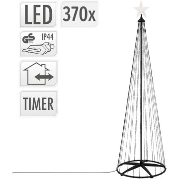Decoratie LED Boom + Ster 370 LED&#039;s 210 cm Extra Warm Wit Zwart