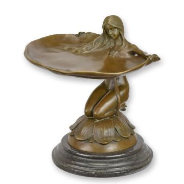 A BRONZE ART NOUVEAU CARD TRAY