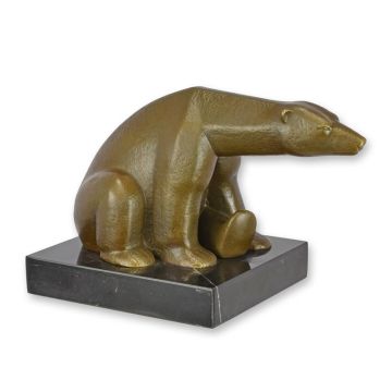 A BRONZE SCULPTURE OF A POLAR BEAR