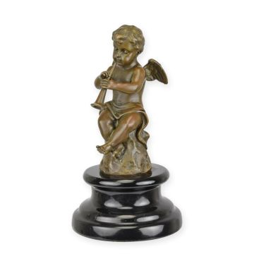 A BRONZE SCULPTURE OF AN ANGEL