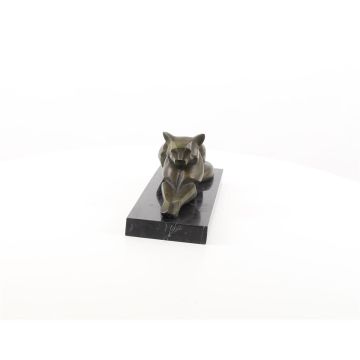 A MODERNIST BRONZE SCULPTURE OF A RECLINING CAT