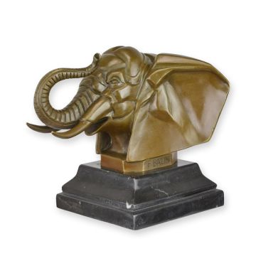 A BRONZE SCULPTURE OF AN ART DECO ELEPHANT HEAD