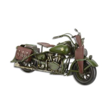 EEN BLIKKEN MODEL VAN EEN MILITAIRE MOTORFIETS-Bruin-Groen