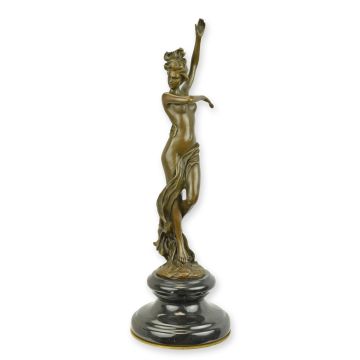 A BRONZE SCULPTURE OF A SCARF DANCER (BRASS PLATE UNDERNEATH
