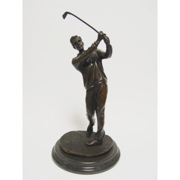 Bronzen beeld van een Golf speler