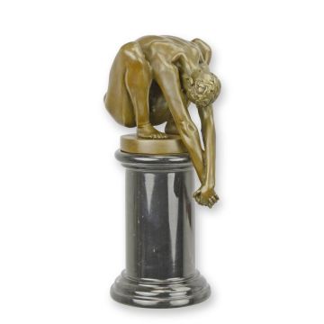 AN EROTIC BRONZE SCULPTURE OF A MALE NUDE