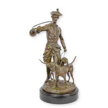 A BRONZE GROUP OF LOUIS XV WITH HOUNDS