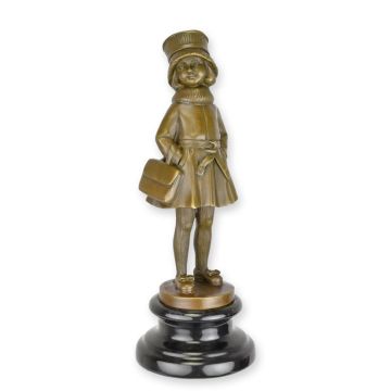 A BRONZE SCULPTURE OF A LITTLE GIRL