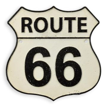 Gietijzeren "route 66"-plaquette