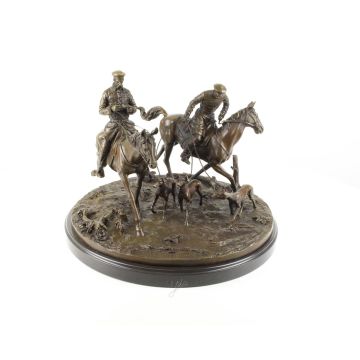 A BRONZE SCULPTURE OF TWO COSSACKS ON HORSEBACK