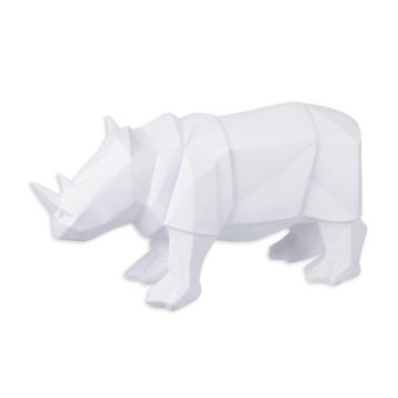 A RESIN POLYGONAL FIGURINE OF A RHINOCEROS, BLACK