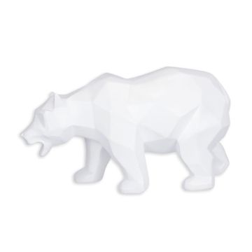 A RESIN POLYGONAL FIGURINE OF A BEAR, WHITE