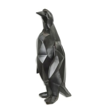 A RESIN POLYGONAL FIGURINE OF A PENGUIN, BLACK