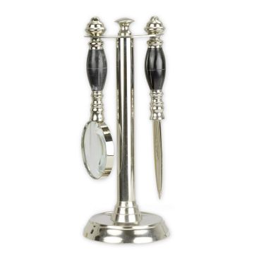 A MAGNIFYING-GLASS AND LETTER KNIFE ON STAND