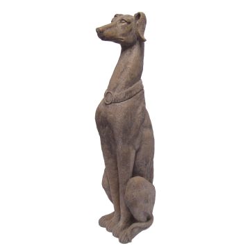 A RESIN FIGURINE OF A SITTING GREYHOUND