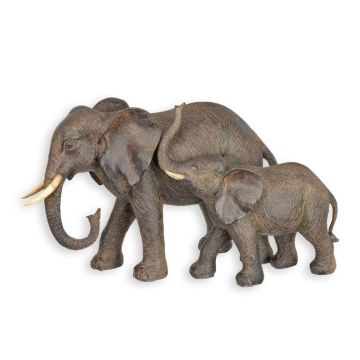 A RESIN GROUP OF AN ELEPHANT WITH CALF