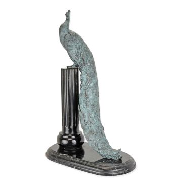 A BRONZE SCULPTURE OF A PEACOCK