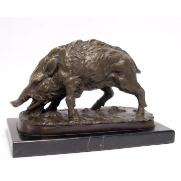 A BRONZE SCULPTURE OF A WILD BOAR