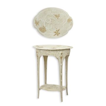 A CAST IRON ART NOUVEAU FLOWER TABLE - WHITE (PACKED)