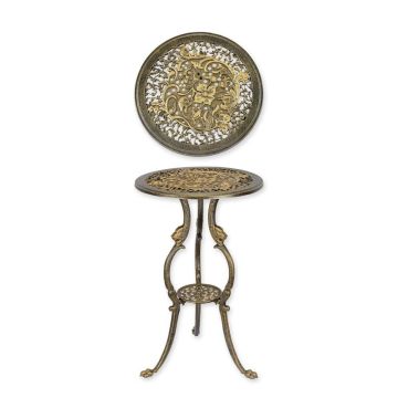 A CAST IRON FLOWER TABLE - BRONZE/ GOLD