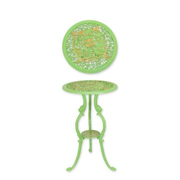 A CAST IRON FLOWER TABLE - GREEN/ GOLD