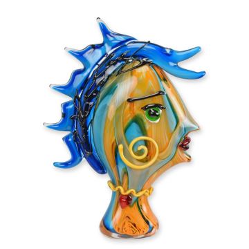 A MURANO STYLE GLASSE FIGURINE OF A WOMANS FACE