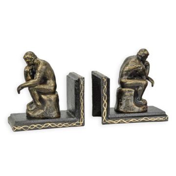 A PAIR OF CAST IRON THE THINKER BOOKENDS