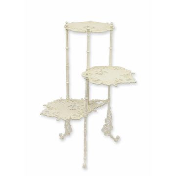 A CAST IRON 3 TIER FLOWER TABLE - ANTIQUE WHITE