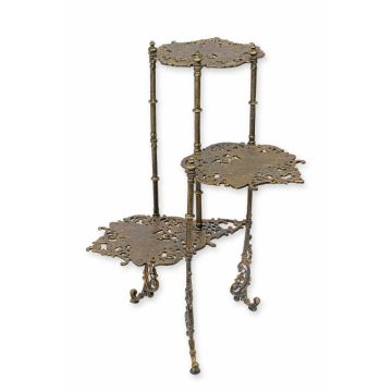 A CAST IRON 3 TIER FLOWER TABLE - BRONZE COLOR