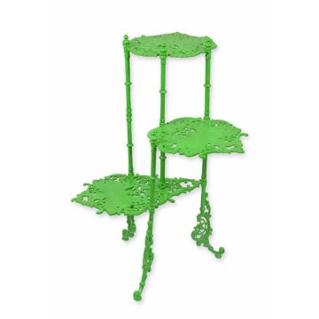 A CAST IRON 3 TIER FLOWER TABLE - GREEN